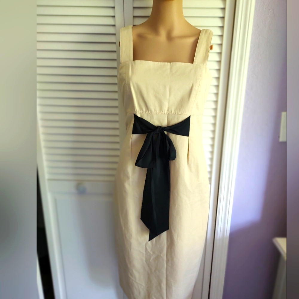 Banana Republic Cream Dress with Black Bow